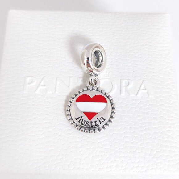 Pandora Australia Heart Flag Dangle Charm S925 Silver with box - Picture 3 of 8